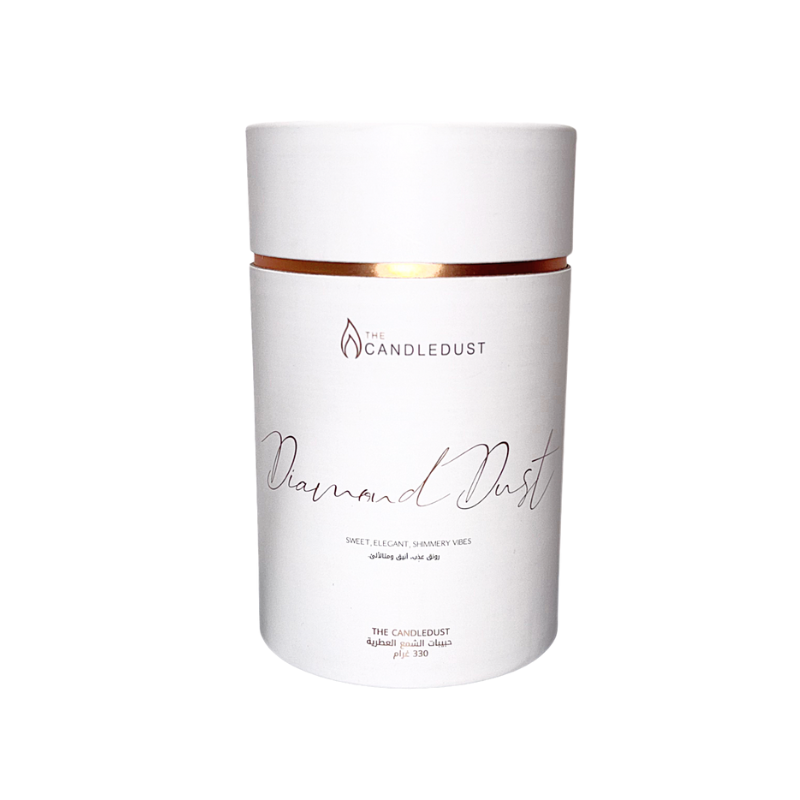 Candle dust product container with 'CandleDust' branding on a white background