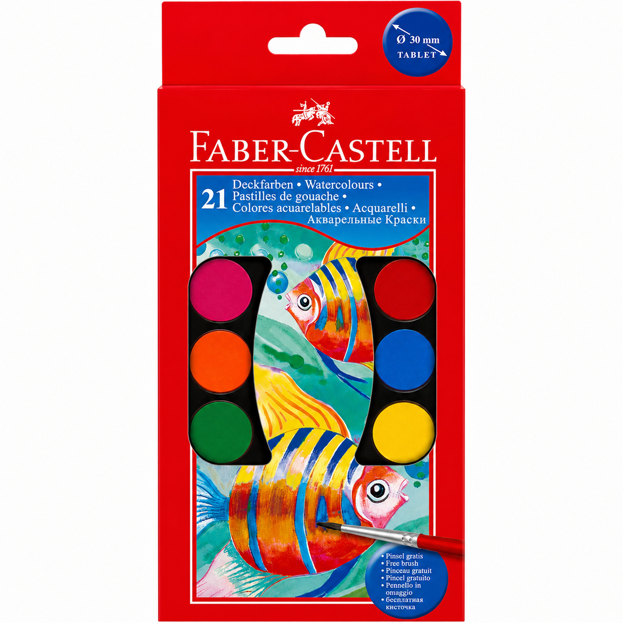 Faber Castell 125021 Watercolour Paint Box 30mm 21 colors