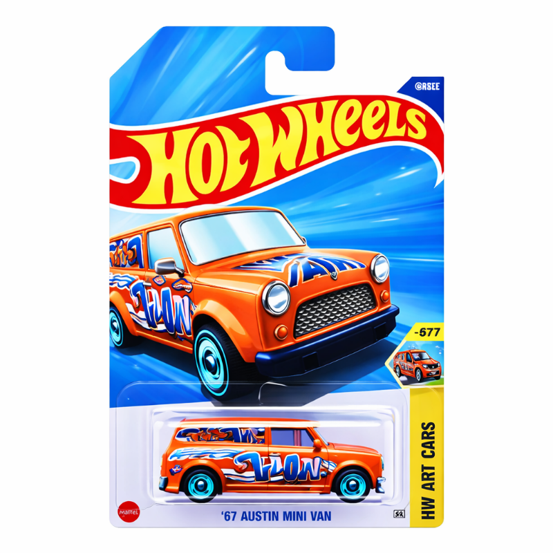Hot Wheels - ´67 Austin Mini Van - HW Art Cars 10/10 - JBB00 - Short Card - Orange - Mattel 2025-1:64