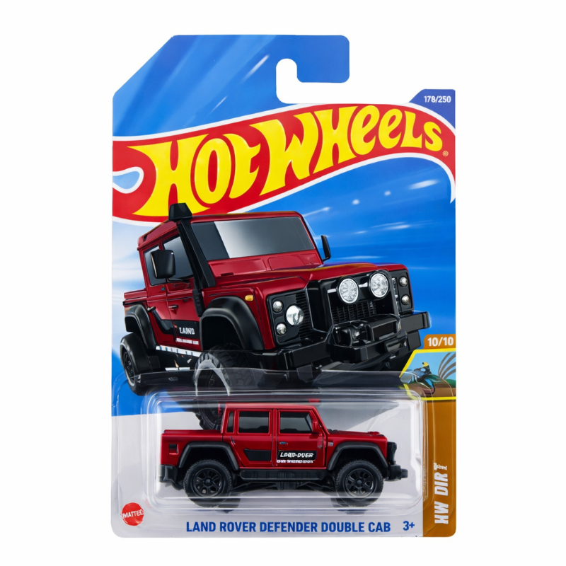 1:64 HW 15 Land Rover Defender Double Cab Dirt Original HW Mainline Car Die-Cast Vehicle 179/250 (Red)