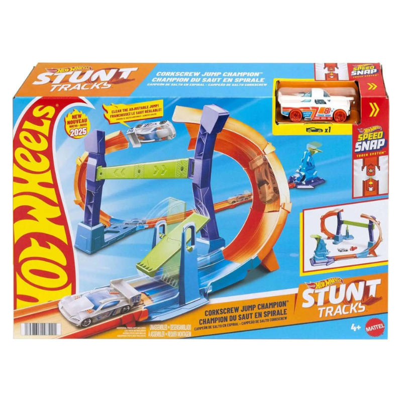 Hot Wheels -  Stunt Tracks: Corckskrew Jump Champions with a 1:64 Toy Car