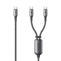JOYROOM S-A57 Rapidx Series 100W 2-in-1 Fast Charging Data Cable (Type-C to Type-C + Type-C) 1. 5m-dark Gray