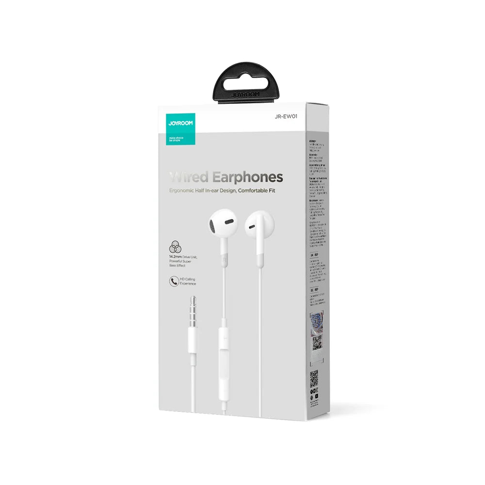 JOYROOM JR-EW01 Wired Series Half In-Ear Wired Earphones - White