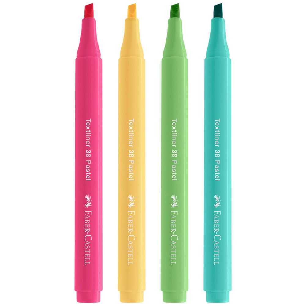 Faber Castell Highlighter Pens, 38 Pastels, 4-Pack
