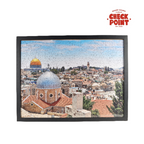 Framed puzzle with a scenic view of a cityscape featuring domes and buildings, branded 'Check Point'.