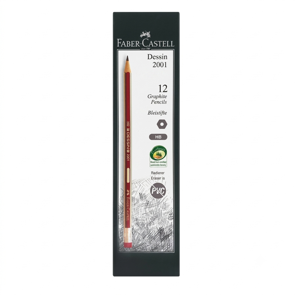 Faber Castell Dessin 2001 Graphite HB Pencil with Eraser Tip