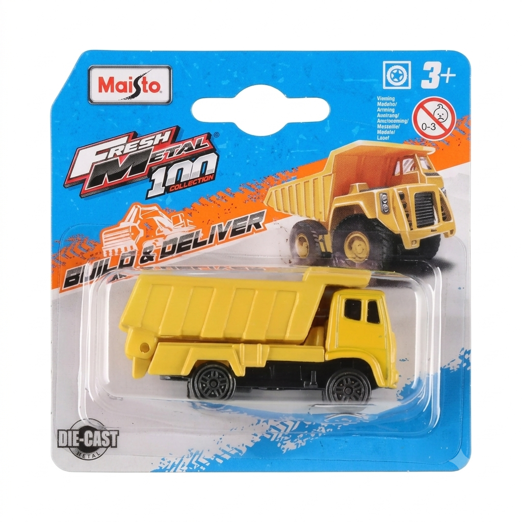 Maisto Fresh Metal 100 Collection - Dump Truck Yellow 1:64 Scale
