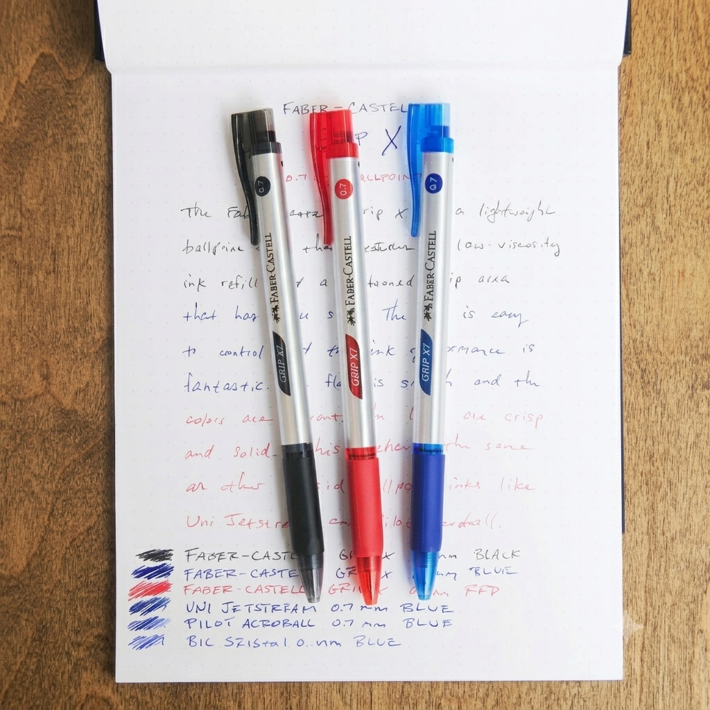 Faber Castell Ball Pen Grip X10 1.0, Blue, Black, Red, 3 Pieces