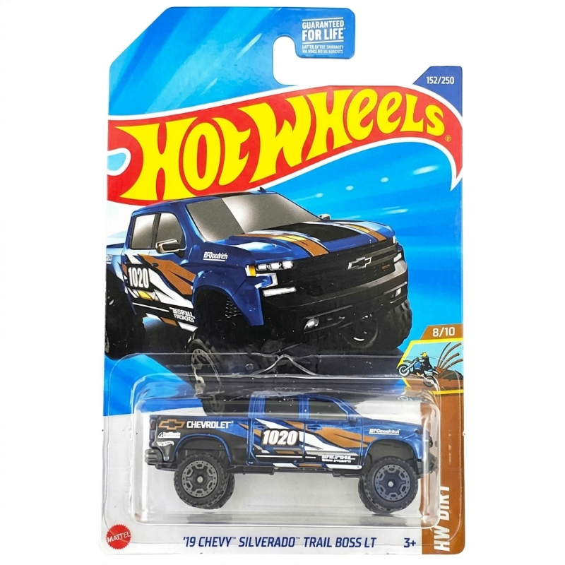 Hot Wheels '19 Chevy Silverado Trail Boss LT [Blue], HW Dirt 8/10, 152/250, 1:64 Scale Diecast Car