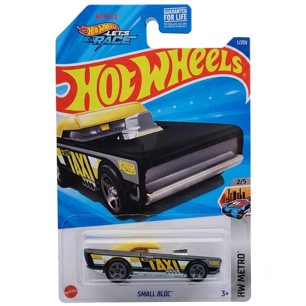 Hot Wheels - Small Bloc - HW Metro 2/5 - HYX56 - Short Card - Netflix Let's Race - Taxi - Mattel 2025-1:64