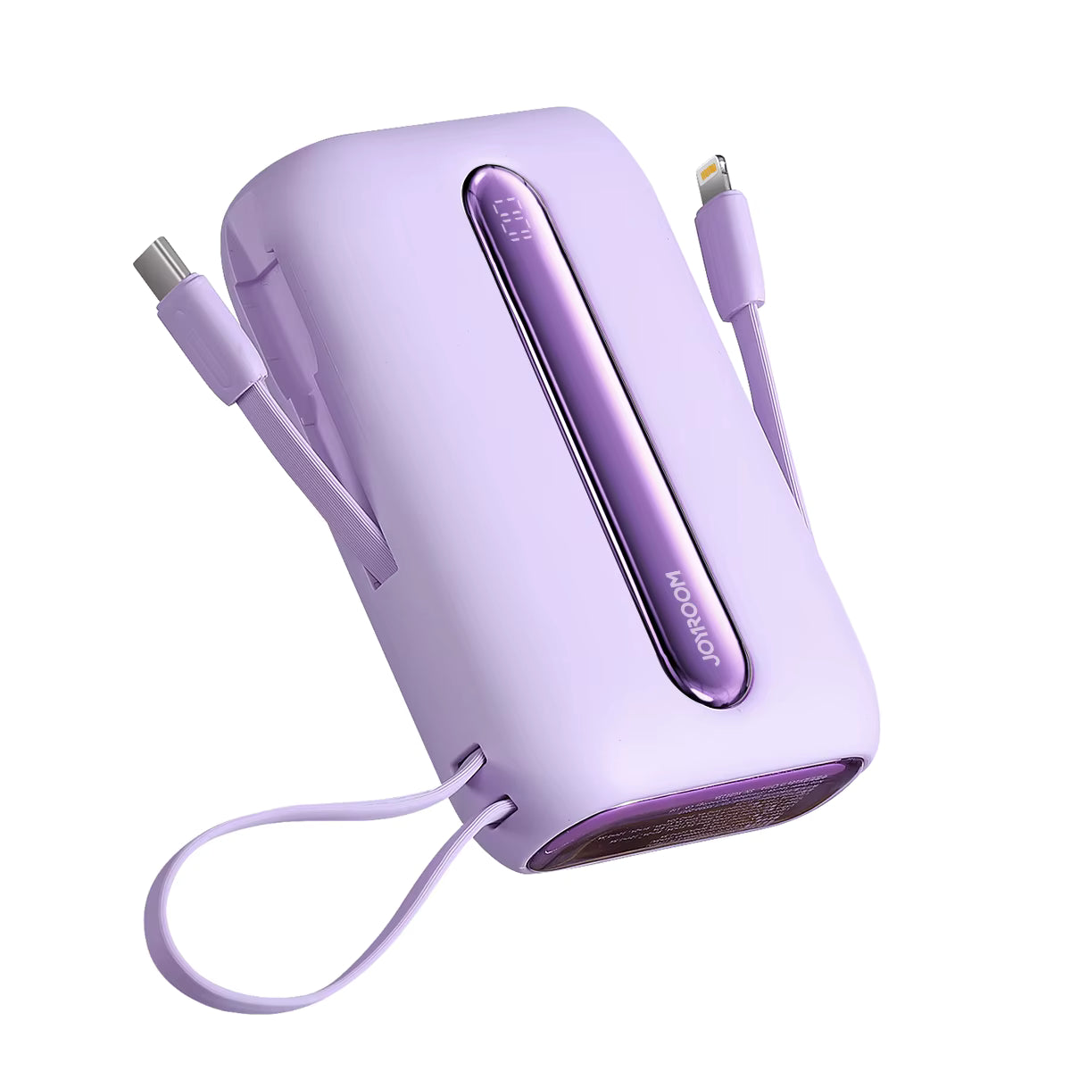 JOYROOM JR-L012 Plus Colorful Series 22. 5W Mini Power Bank with Dual Cables 20000mAh - Pink with USB to Type-C 0. 25m Cable - White