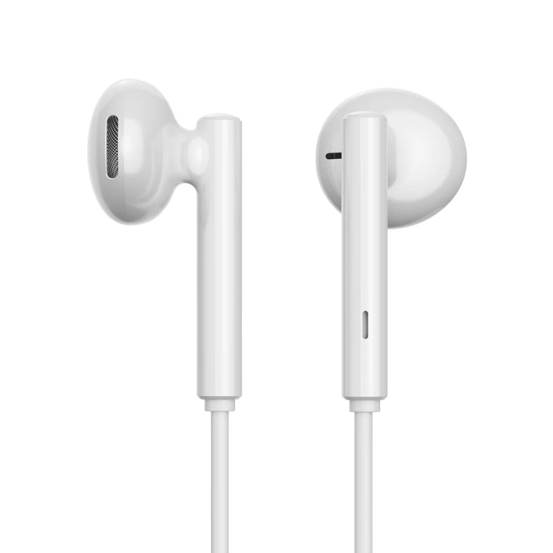 JOYROOM JR-EW05 Wired Series Half In-Ear Wired Earphones - White with Pu Storage Bag