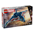 LEGO Marvel Avengers set packaging with spaceship model on a white background