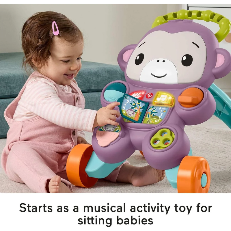 Fisher-Price Learn with Me Purple Monkey Walker – Baby Walker & Interactive Learning Toy