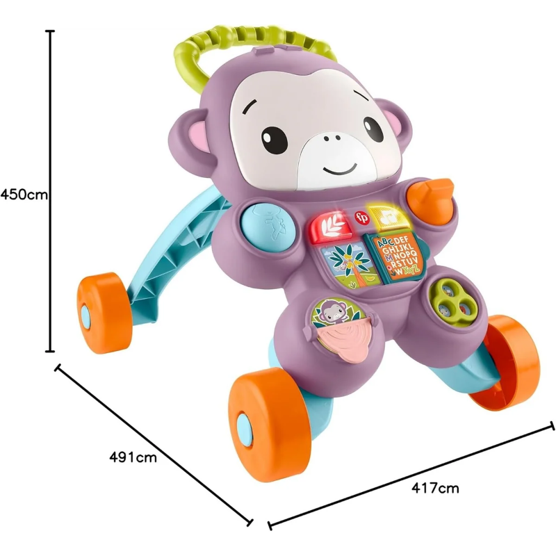 Fisher-Price Learn with Me Purple Monkey Walker – Baby Walker & Interactive Learning Toy