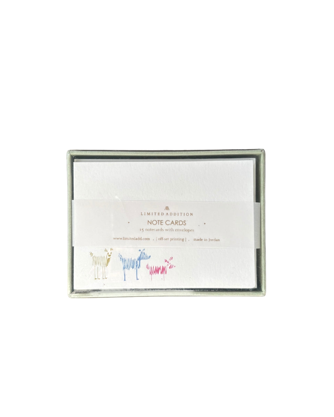 Pack of limited edition note cards with animal illustrations on a white background