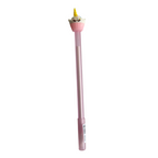 Pink pen with a small decorative top on a white background