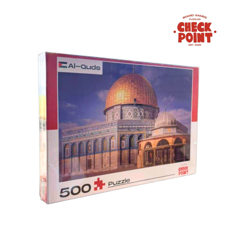 Puzzle box with a depiction of a domed building and 'Check Point' branding.