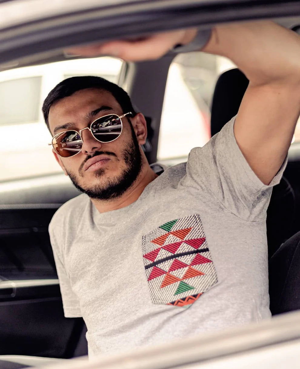Qashabeyyeh - Mothalathat Pocket Gray T-Shirt