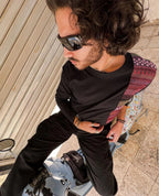 Qashabeyyeh - Saru Stripe on Black T-Shirt