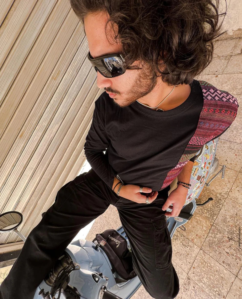 Qashabeyyeh - Saru Stripe on Black T-Shirt