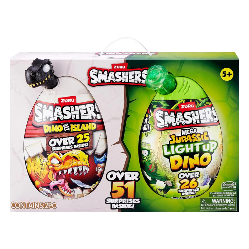 Smashers toy packaging with dinosaur eggs on a white background