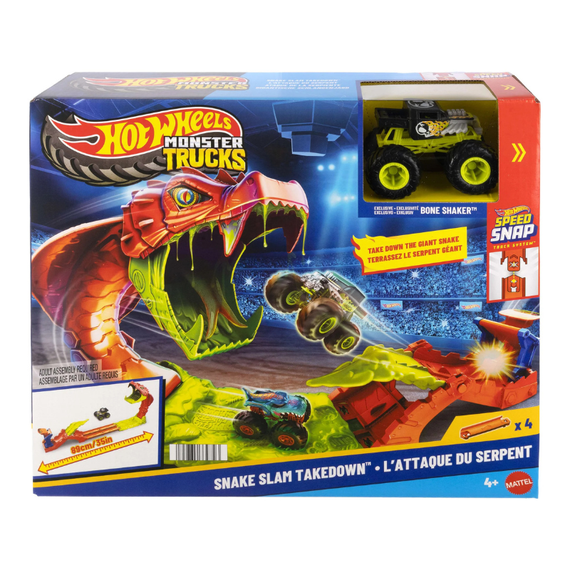 Hot Wheels - Snake Slam Takedown Track Set with Exclusive 1:64 Scale Bone Shaker Toy Vehicle