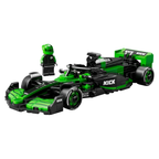 Toy Formula 1 car with a driver figure on a white background