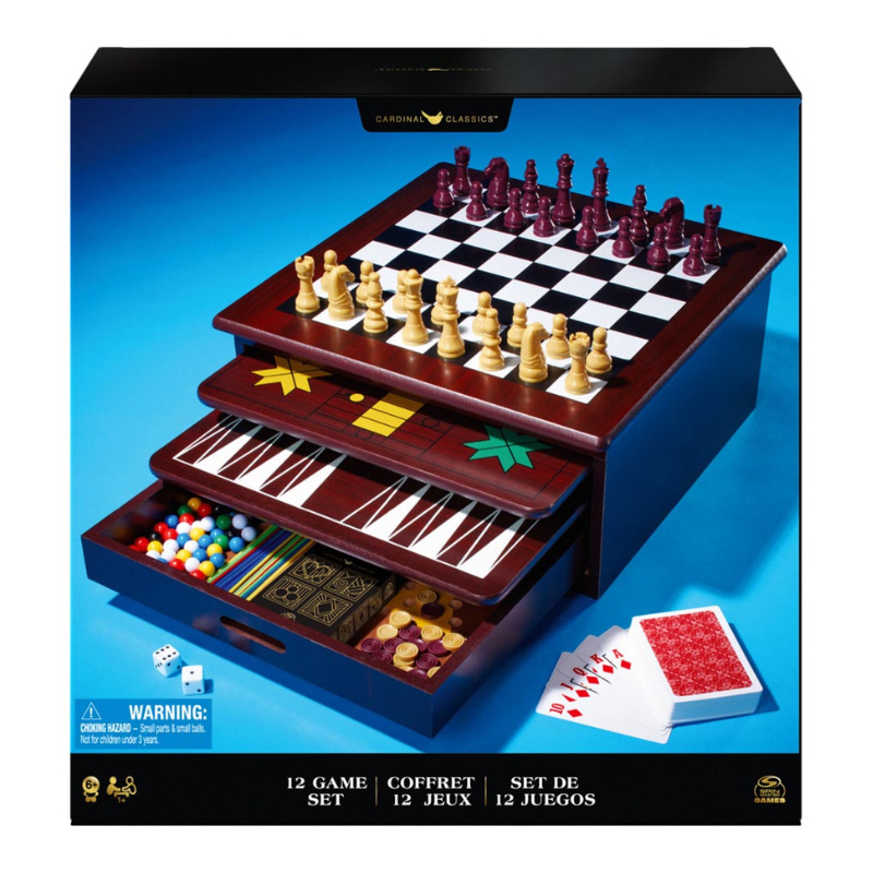 Spin Master Games - 12-in-1 Wooden Game Center