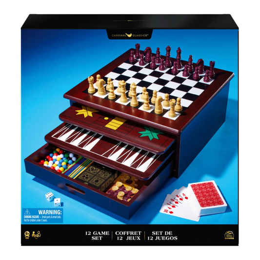 Spin Master Games - 12-in-1 Wooden Game Center