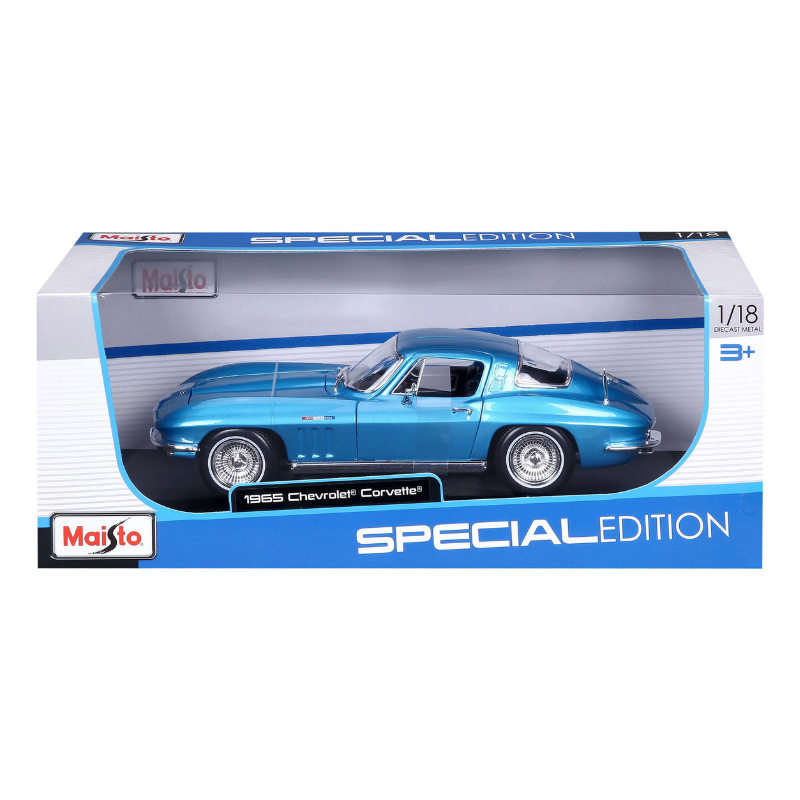 Maisto - 1:18  (1965) Metallic Light Blue Chevrolet Corvette Die-Cast Model Car