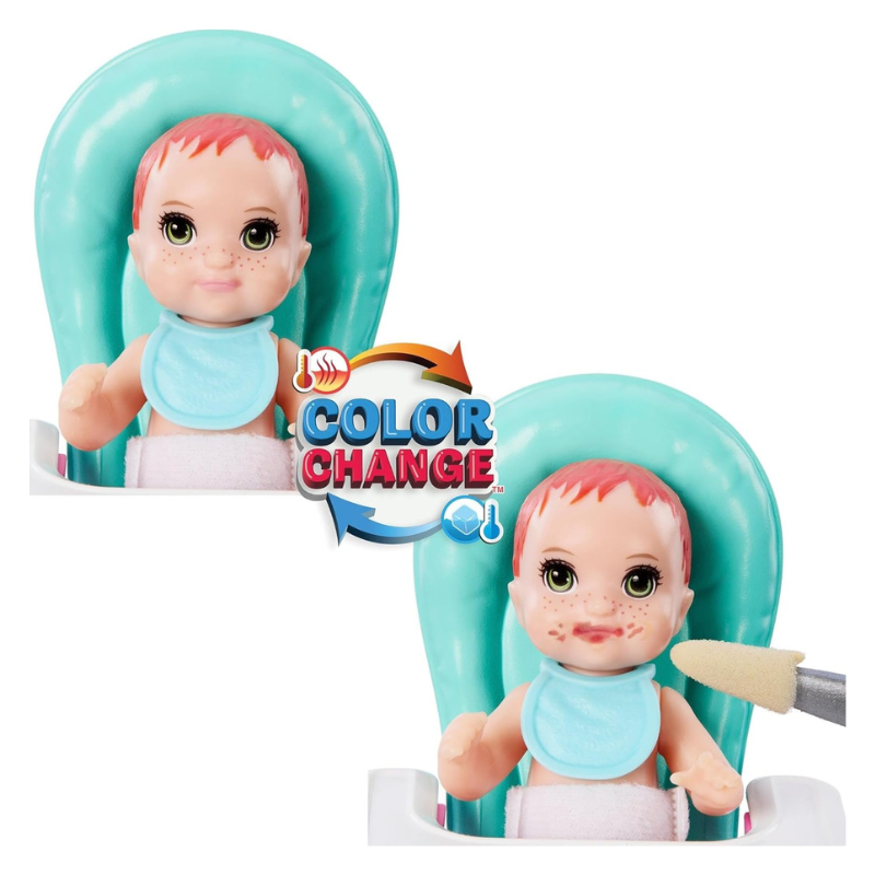 Barbie - Skippe Babysitters Doll and Playset | Feeding Baby (Blonde)