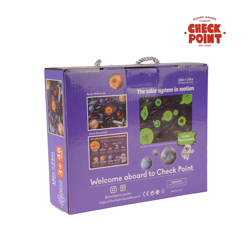 The Solar System – 46-Piece Double-Sided Glow-in-the-Dark Kids Puzzle (45.6 x 60.9 cm)