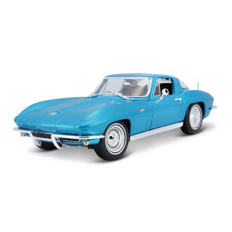 Maisto - 1:18  (1965) Metallic Light Blue Chevrolet Corvette Die-Cast Model Car