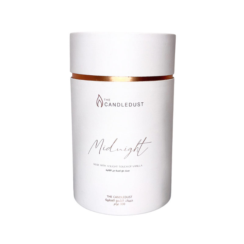 White container with 'The Candledust' branding on a white background