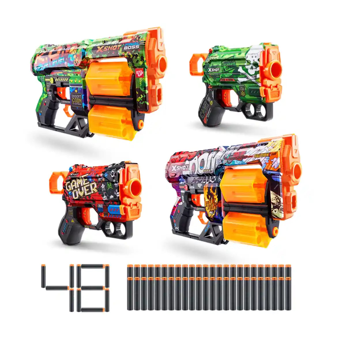 ZURU - X-Shot | Skins 4 Blaster Combo Pack (Double Dread Double Menace)
