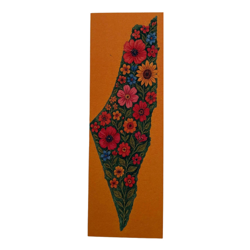 Yoga mat with floral design on an orange background