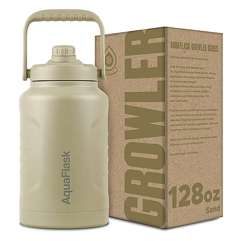 AquaFlask Growler 128oz (3.8L) Insulated Water Jug – Sand