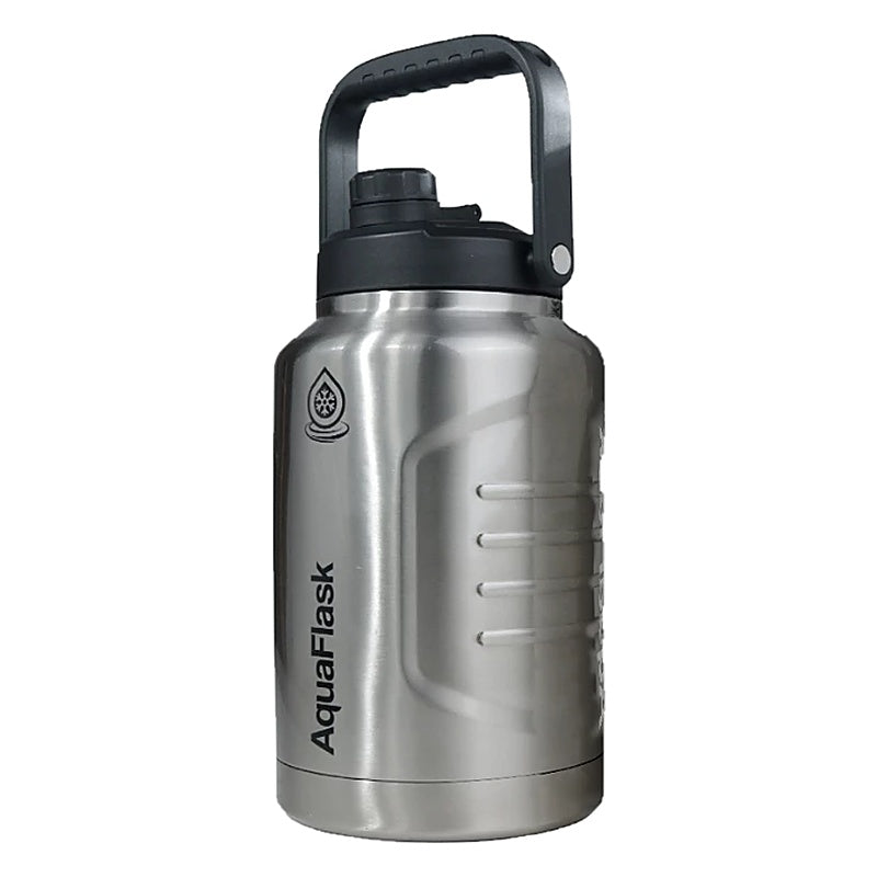 AquaFlask Growler 128oz (3.8L) Insulated Water Jug – Silver Steel