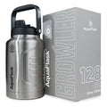 AquaFlask Growler 128oz (3.8L) Insulated Water Jug – Silver Steel