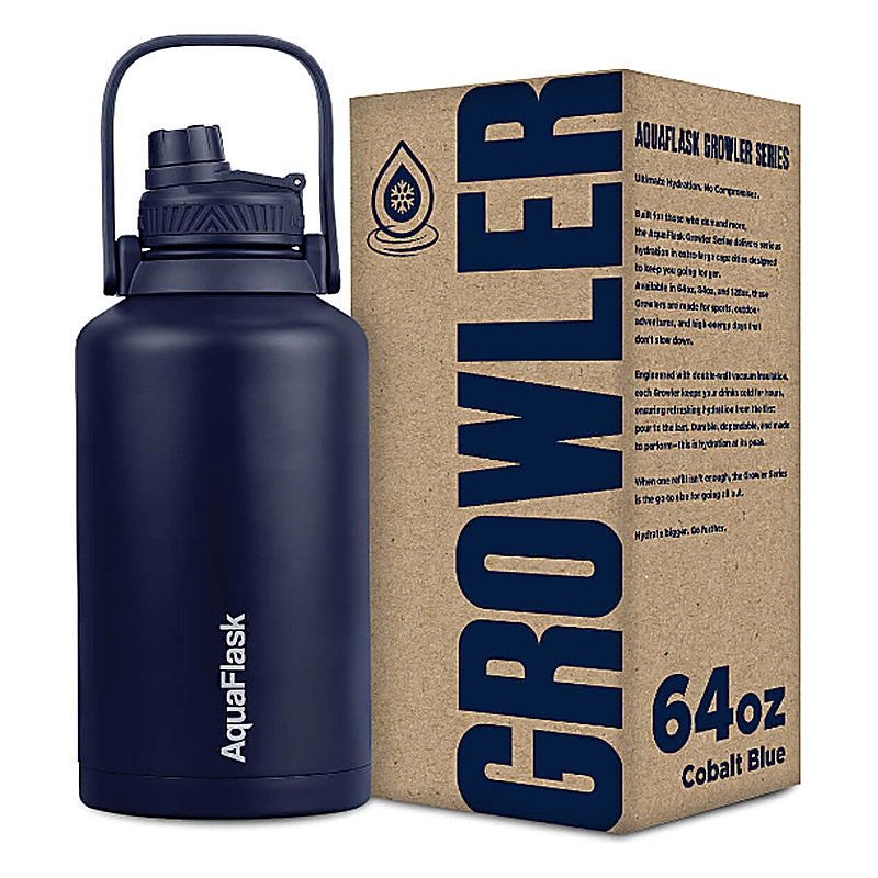 AquaFlask Growler 64oz (1.9L) Insulated Water Jug – Cobalt Blue