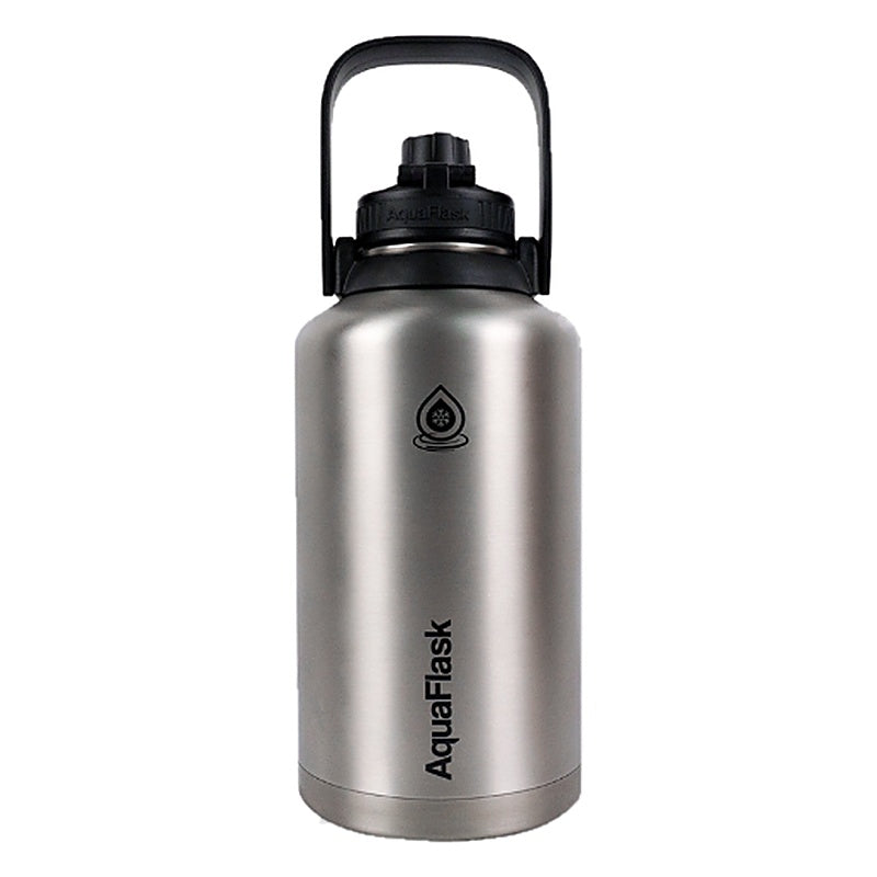 AquaFlask Growler 64oz (1.9L) Insulated Water Jug – Silver Steel