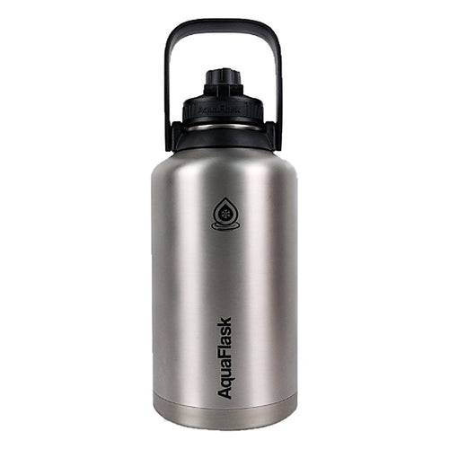 AquaFlask Growler 64oz (1.9L) Insulated Water Jug – Silver Steel