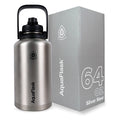 AquaFlask Growler 64oz (1.9L) Insulated Water Jug – Silver Steel