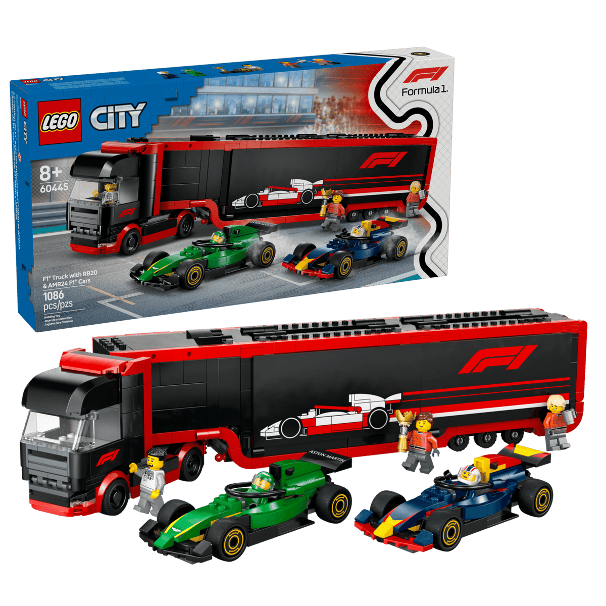 F1 Truck with RB20 & AMR24 F1 Cars- 1086 Pcs