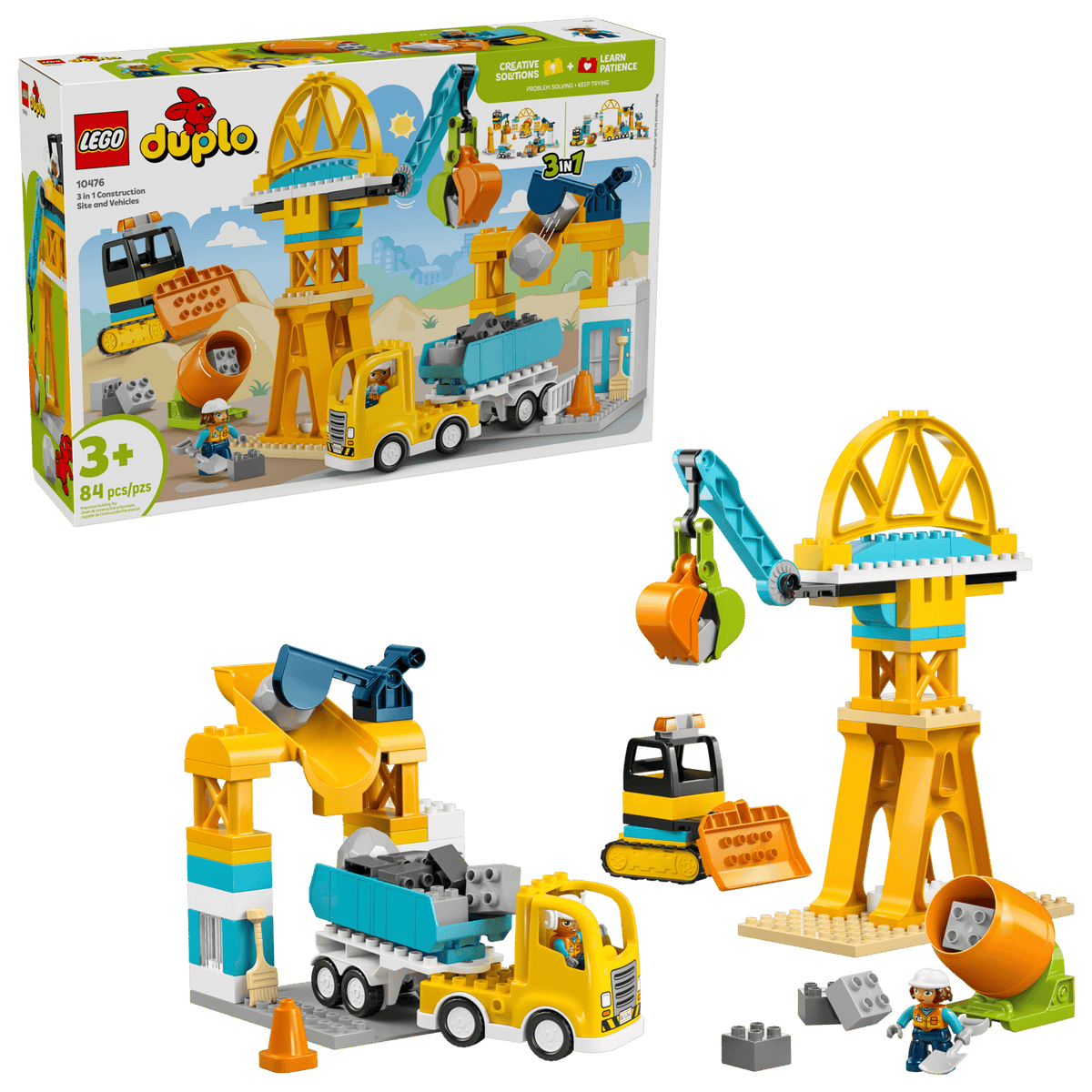 3 in 1 Construction Site and Vehicles- 84 Pcs