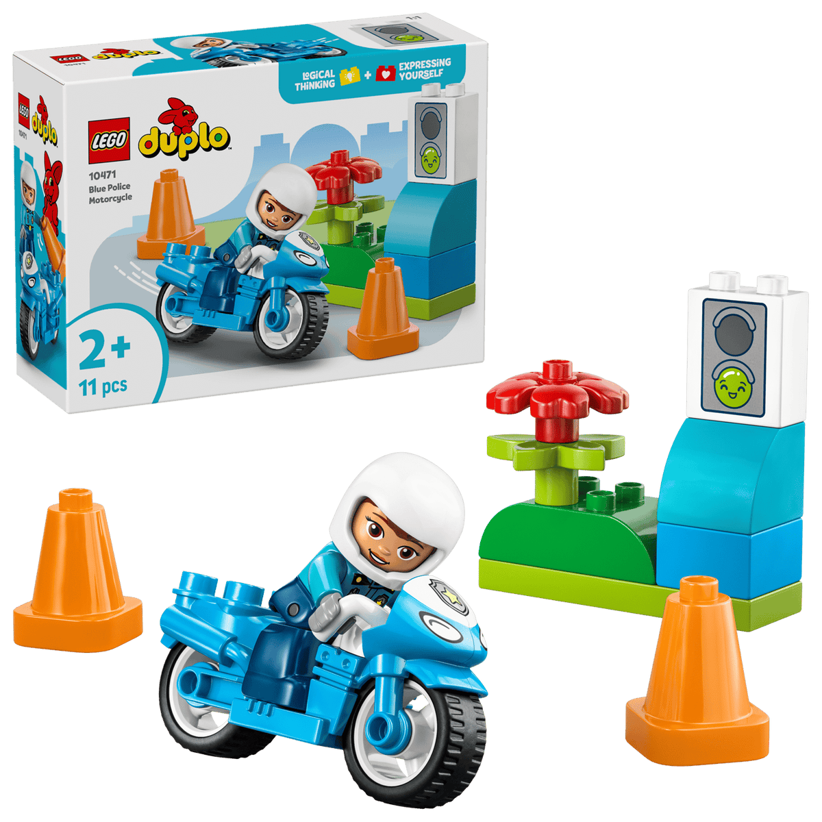 Blue Police Motorcycle- 11 Pcs