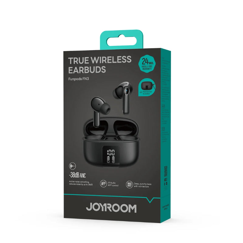 JOYROOM JR-FN3 Jbuds ANC + 4-mic ENC True Wireless Bluetooth Earphones Black App-Supported