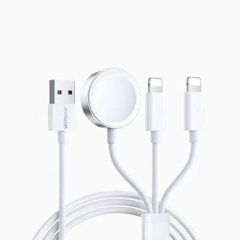 S-IW007 3-in-1 Ip Watch Magnetic Charger + Dual Lightning Cable (USB-A) 1. 2m - White