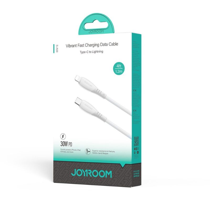 JOYROOM S-A59 Vibrant Series 30W Fast Charging Data Cable (Type-C to Lightning) 1. 2m - White